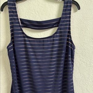 Striped Navy Blue Sleeveless Dress